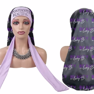 beauty by lady b long satin bonnet